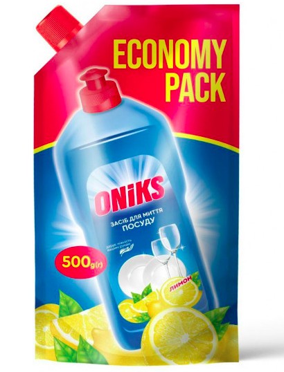 Oniks засіб д/миття посуду 500гр лимон, дой-пак